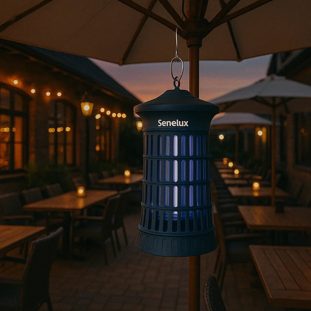 Lámpara Senelux Matamosquitos 4500V 20W, Trampa para Insectos y Mosquitos con Luz UV, Cubre 100m³ para Interiores, Jardines y Exteriores