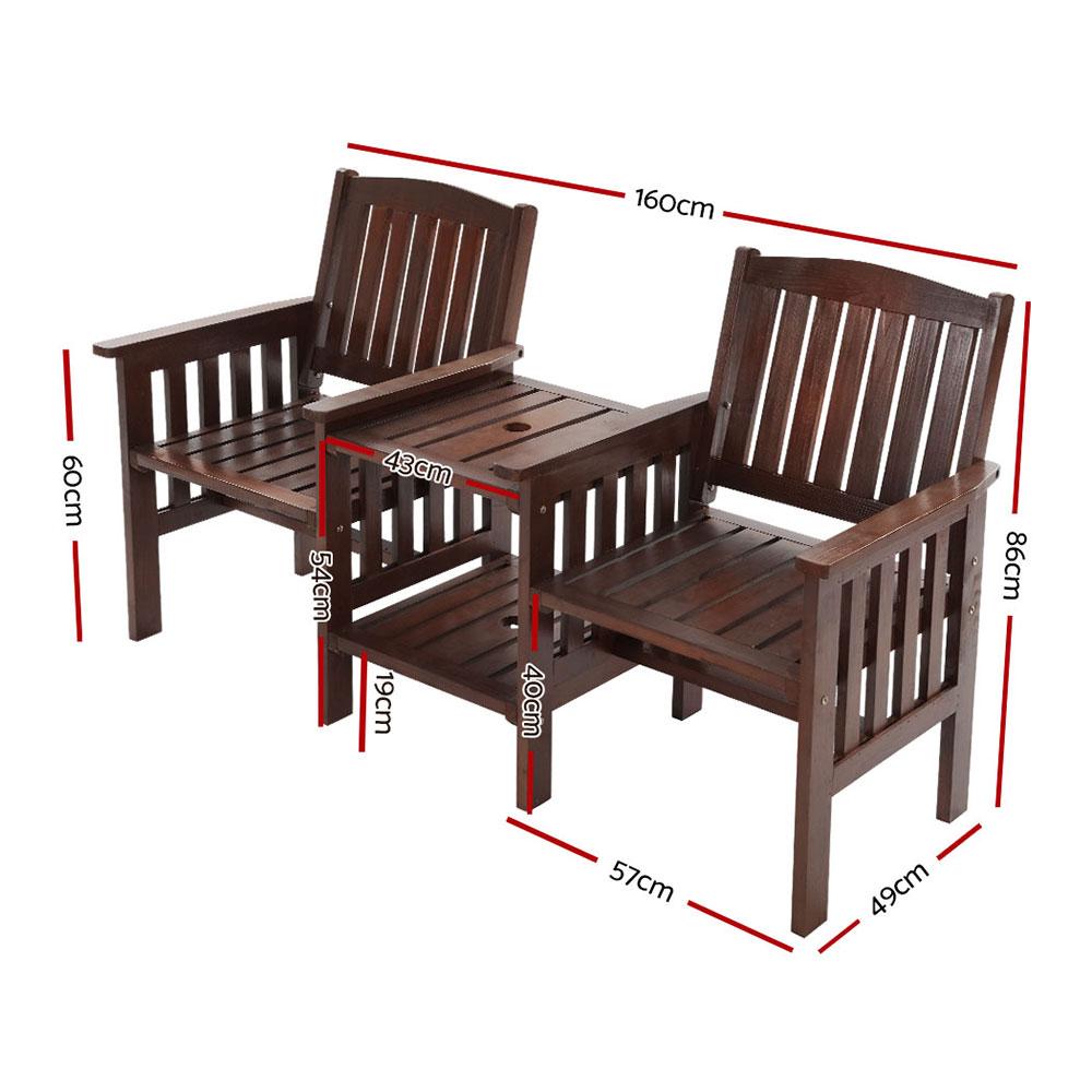 Gardeon Outdoor Garden Bench Loveseat Wooden Table Chairs Patio