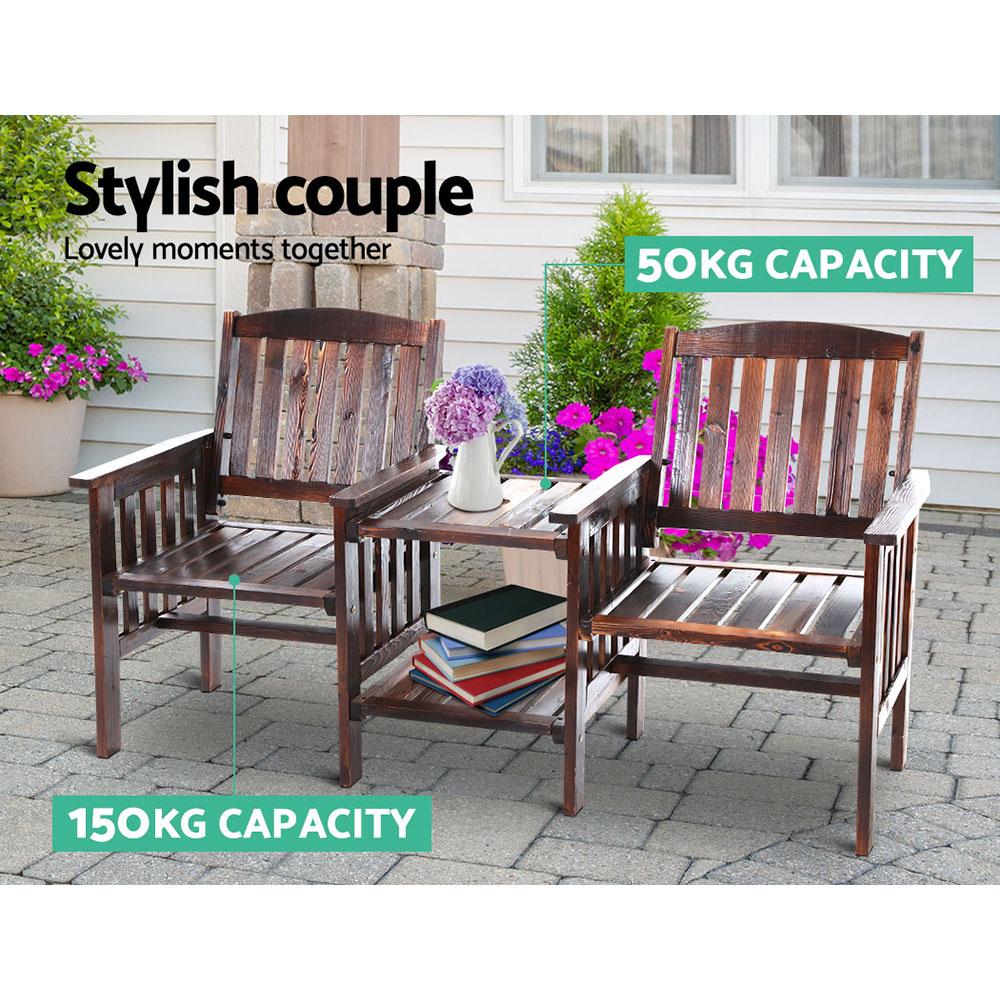 Gardeon Outdoor Garden Bench Loveseat Wooden Table Chairs Patio