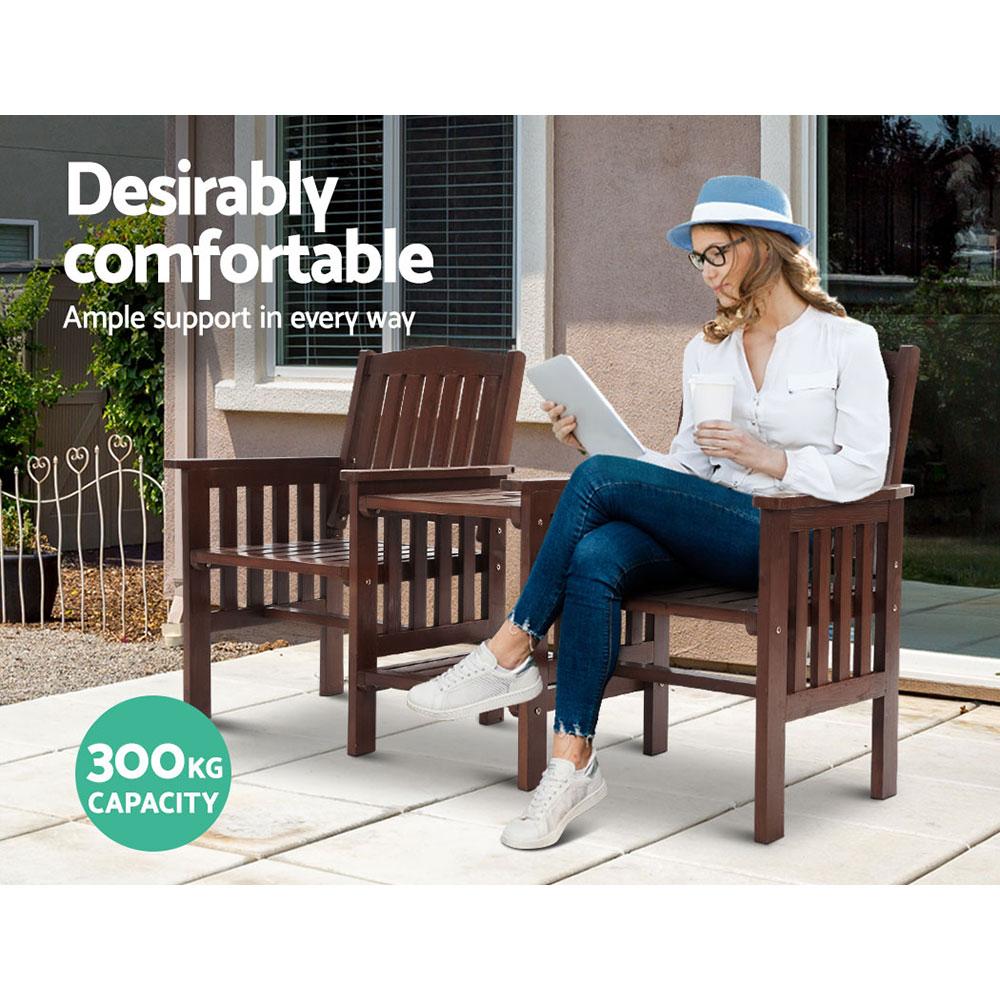 Gardeon Outdoor Garden Bench Loveseat Wooden Table Chairs Patio