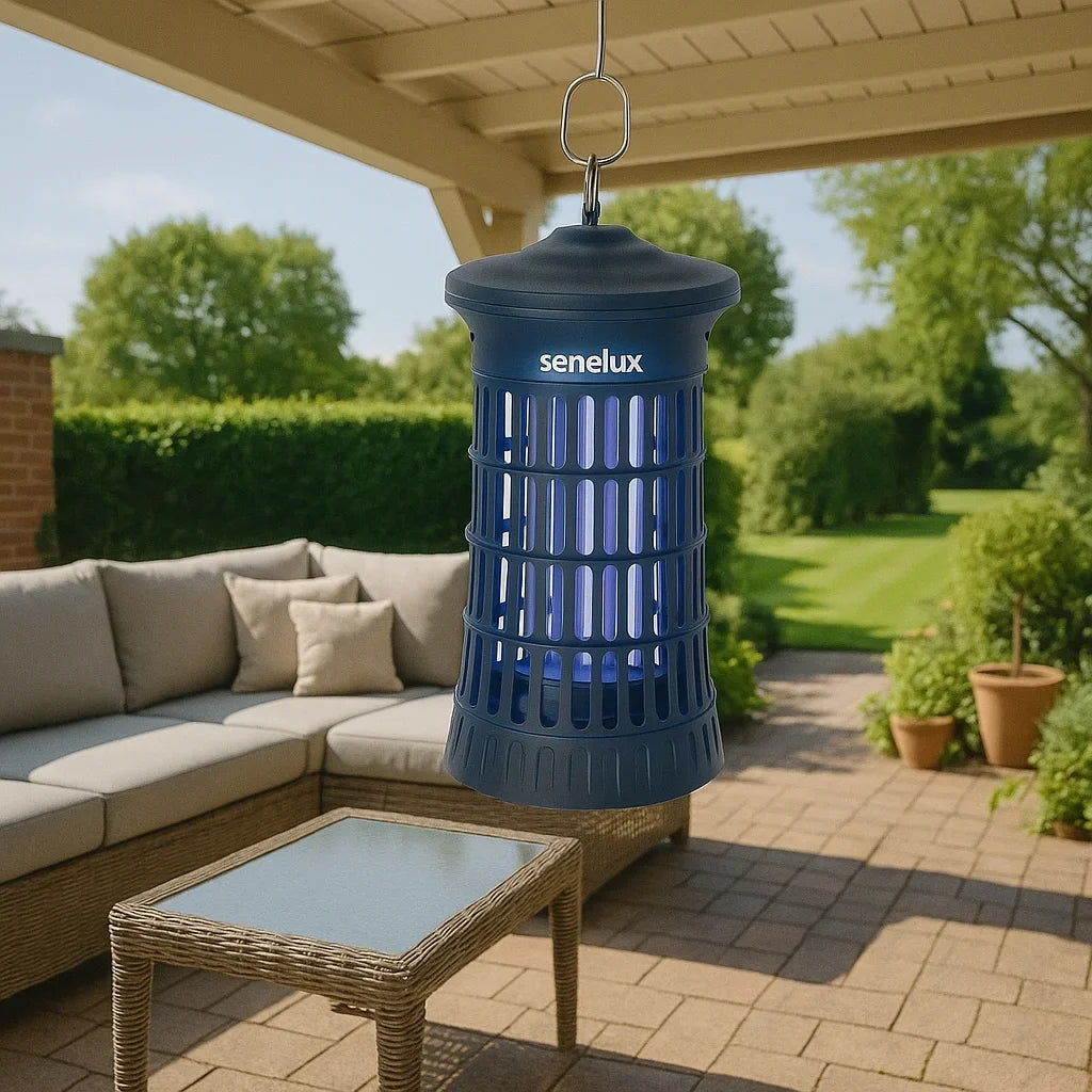 Lámpara Senelux Matamosquitos 4500V 20W, Trampa para Insectos y Mosquitos con Luz UV, Cubre 100m³ para Interiores, Jardines y Exteriores