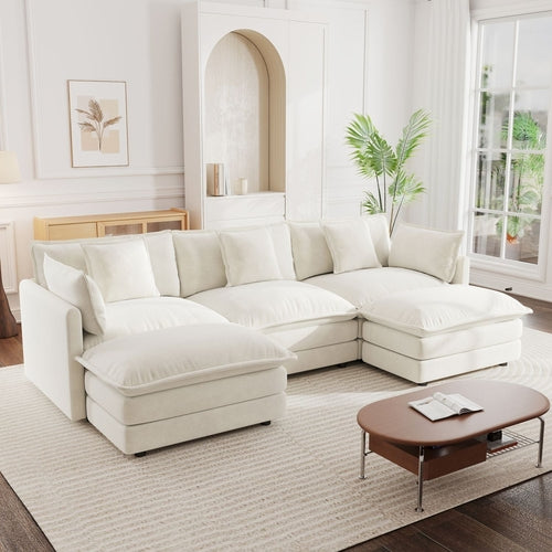 U-Shaped Sectional Sofa w/Reversible Footrest, 5-Seater Convertible